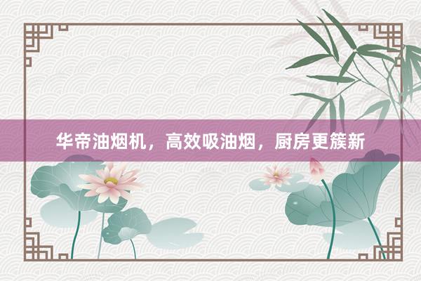华帝油烟机，高效吸油烟，厨房更簇新